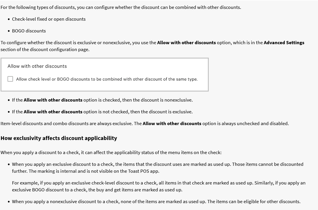Is the "Allow with other discounts" Under Discount... Toast Community